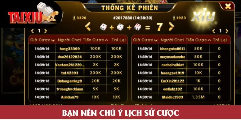 Bạn nên chú ý lịch sử cược Bạn nên chú ý lịch sử cược